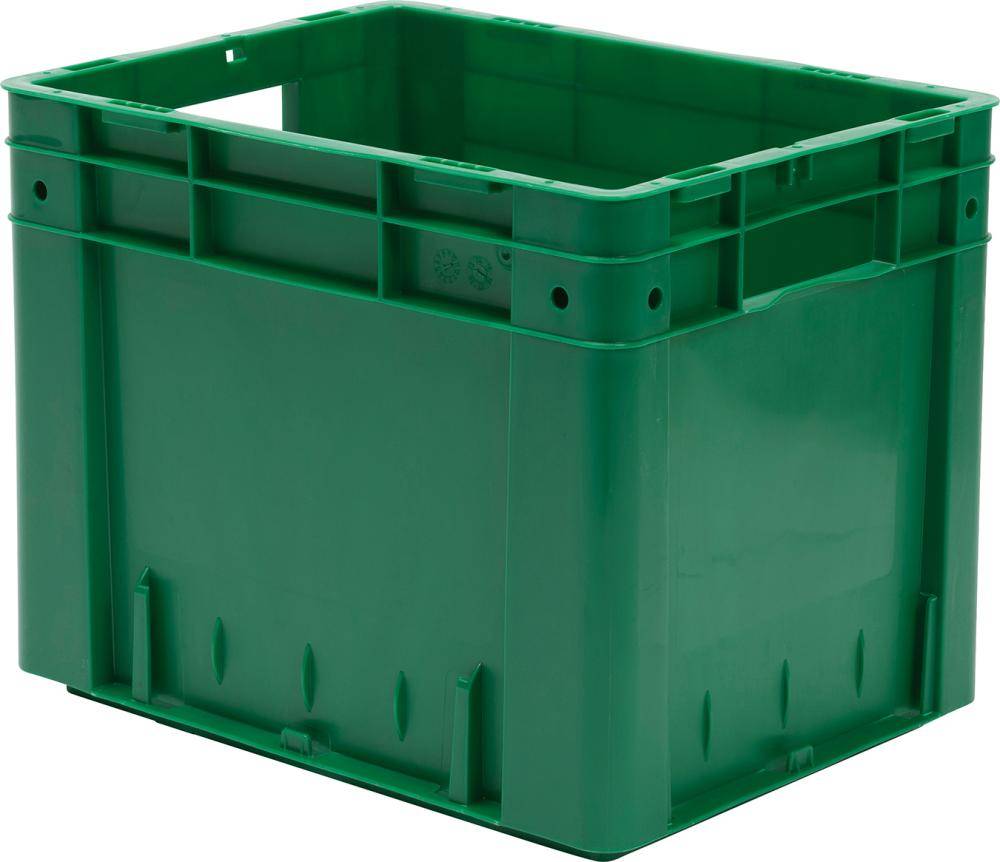 Transport-Stapelkasten B400xT320xH320 mm grün Auflast 600kg mit Griffloch - Artikel: 4031022065858