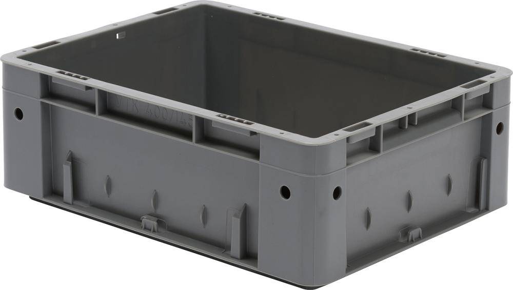 Transport-Stapelkasten B400xT300xH145 mm grau Auflast 600kg ohne Griffloch - Artikel: 4031022066800