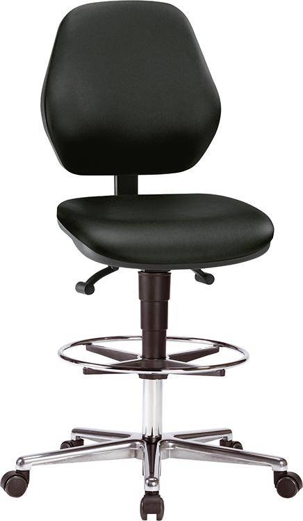 Bimos Arbeitsstuhl Kunstleder schwarz Sitzhöhe 620-870 mm mit Rollen / Fußring - Artikel: 4016849805092