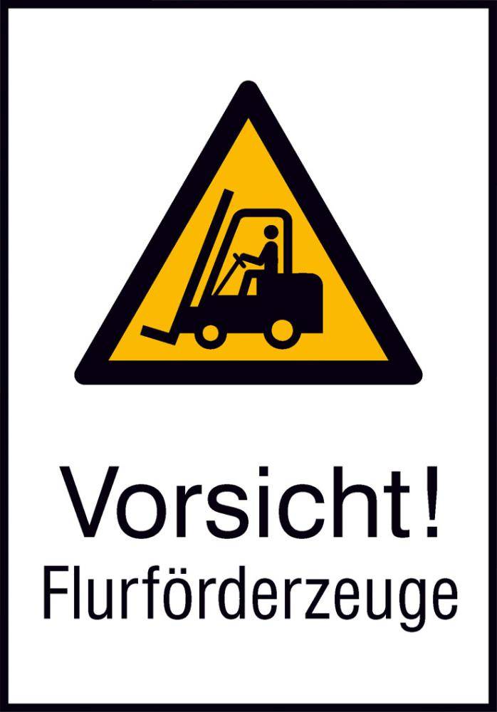 Warnschild Aluminium B262xH371 mm Vorsicht Flurförderzeuge