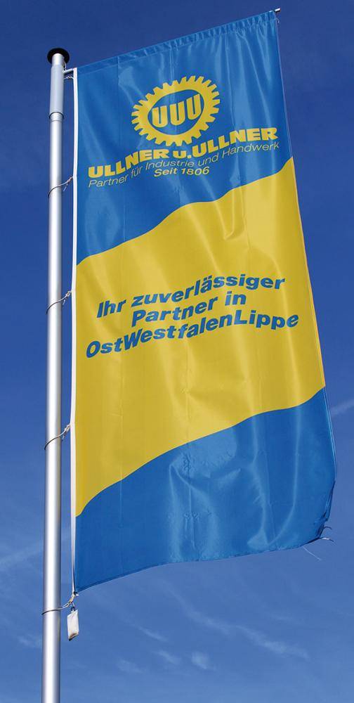 Aluminium-Fahnenmast zyl.m.Ausleger, 360G D100 mm HüB 9,3 m, H-DKA/1,5 m Alu-Bodenhülse - Artikel: 7830613749