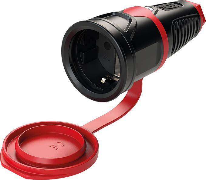 Schutzkontaktkupplung IP54 Vollgummi+Deckelband16A / 250V AC / 3p (2P+E) - Artikel: 7830650007