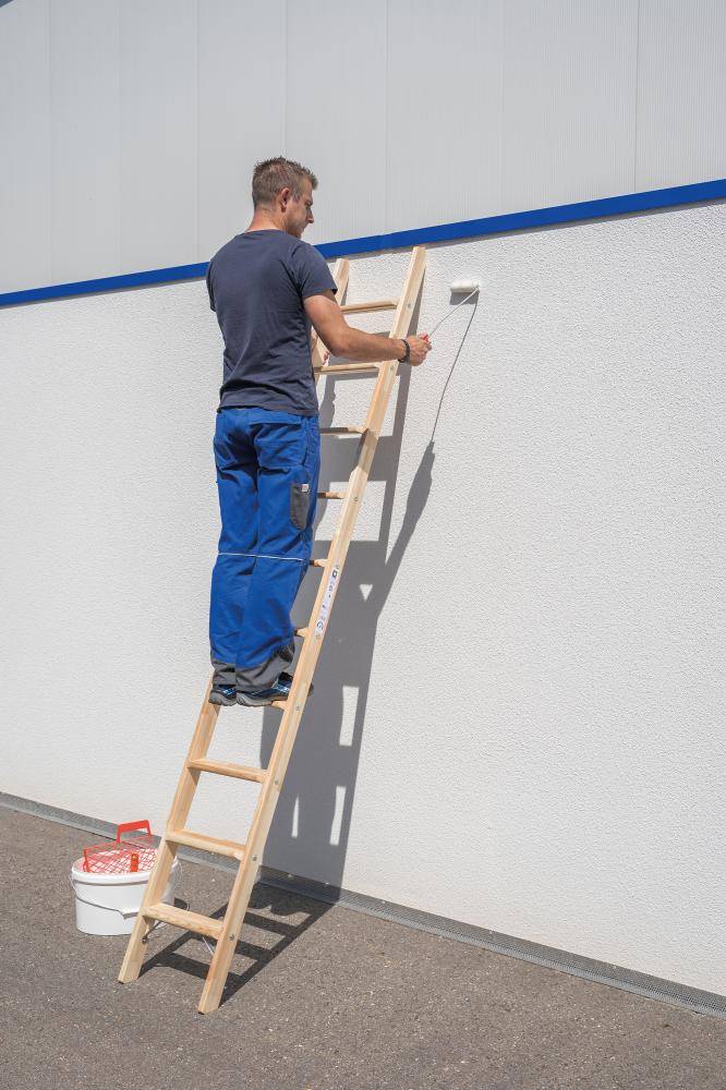 Holz-Anlegeleiter 6 Stufen Leiterlänge 1,69 m Arbeitshöhe bis 2,70 m - Artikel: 7830655374