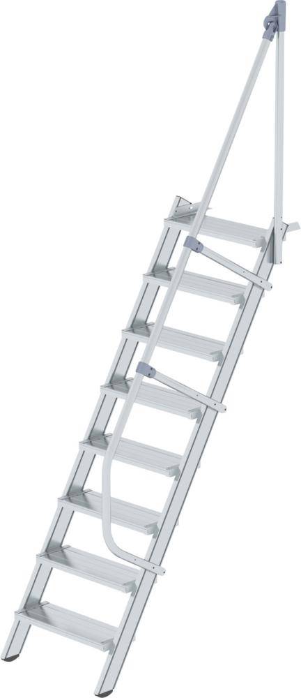 Alu-Treppe 60 Grad 8 Stufen B 600 mm lichte Höhe 1940 mm Ausladung 1361 mm - Artikel: 7830655493