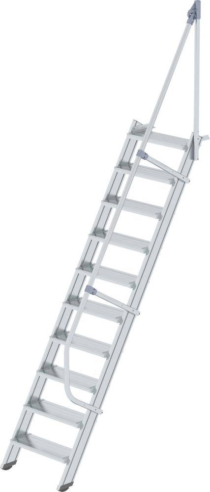 Alu-Treppe 60 Grad 10 Stufen B 600 mm lichte Höhe 2420 mm Ausladung 1626 mm - Artikel: 7830655495