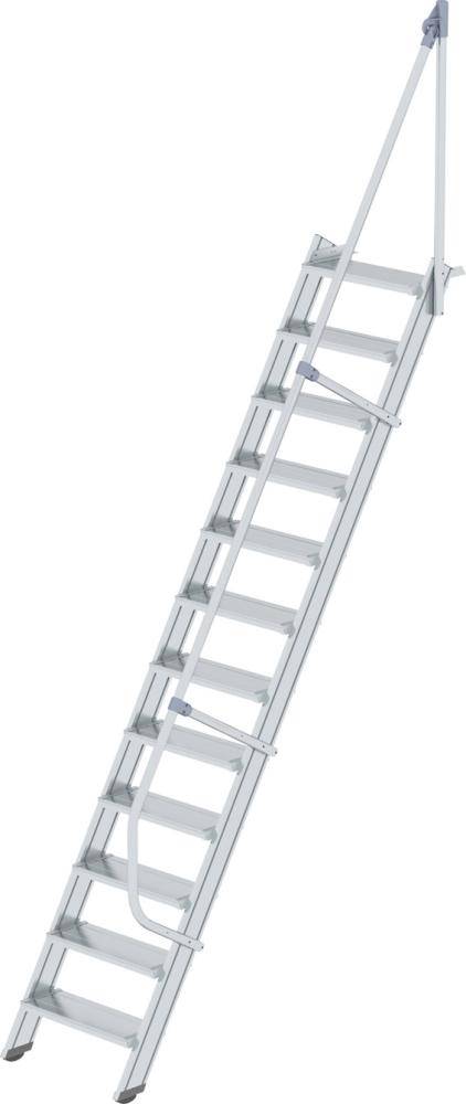 Alu-Treppe 60 Grad 12 Stufen B 600 mm lichte Höhe 2900 mm Ausladung 1891 mm - Artikel: 7830655497