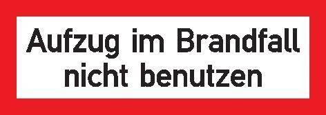 Brandschutzschild Folie B297xH105 mm Aufzug im Brandfall n.b. langnachleuchtend