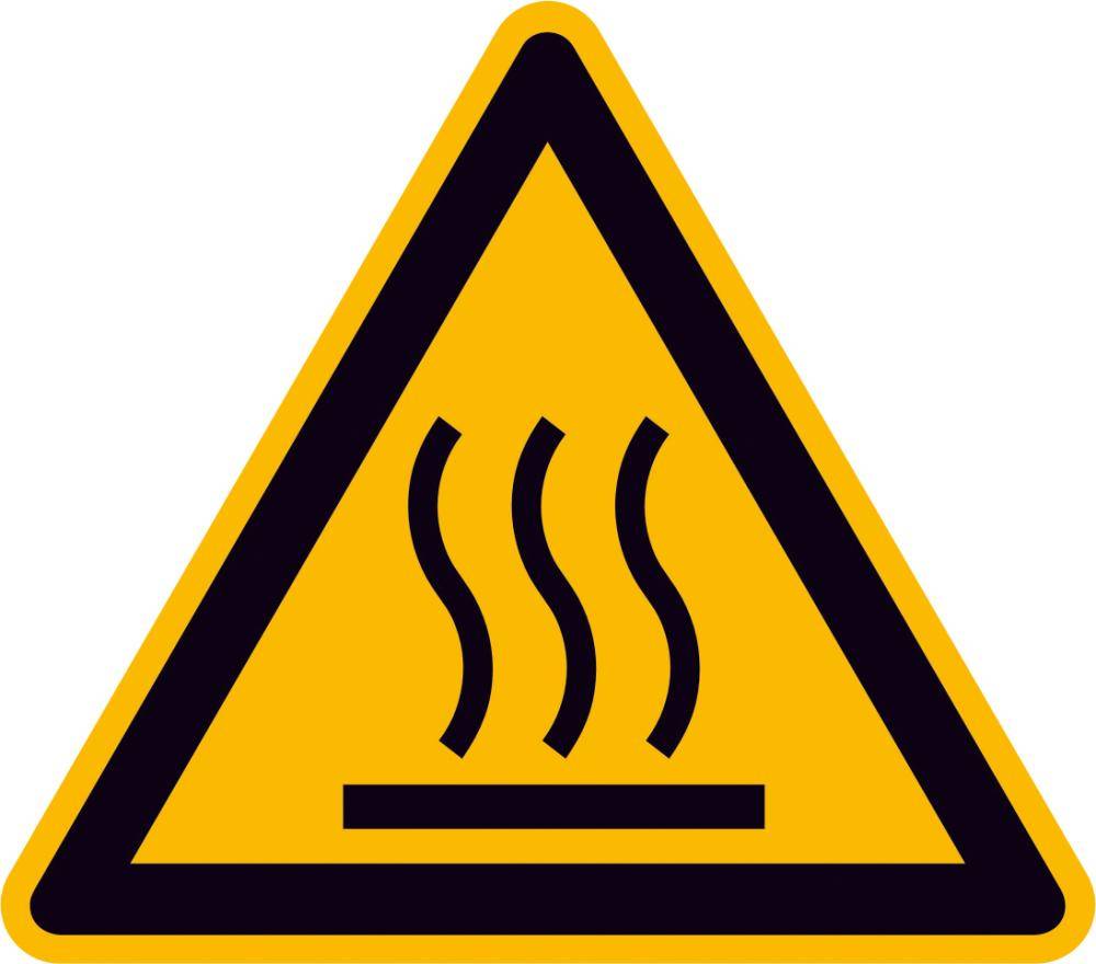 Warnschild Folie SL 50 mm Warnung vor heißer Oberfläche 10 Stk.pro Bogen