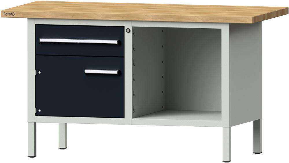 Format Kastenwerkbank B1500xT700xH840mm RAL 7035/7016 BMP: 40 mm 1 Schubladen, 1 Tür