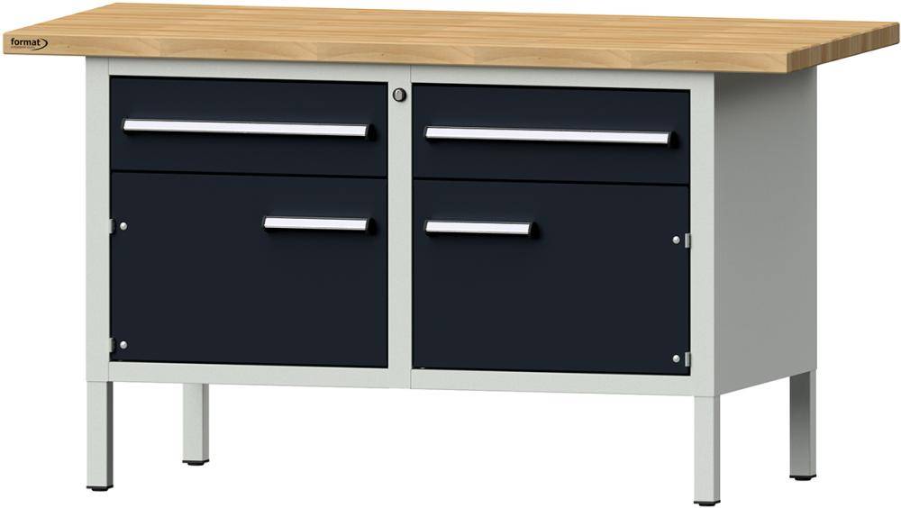 Format Kastenwerkbank B1500xT700xH840mm RAL 7035/7016 BMP: 40 mm 2 Schubladen, 2 Türen