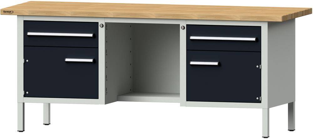 Format Kastenwerkbank B2000xT700xH840mm RAL 7035/7016 BMP: 40 mm 2 Schubladen, 2 Türen