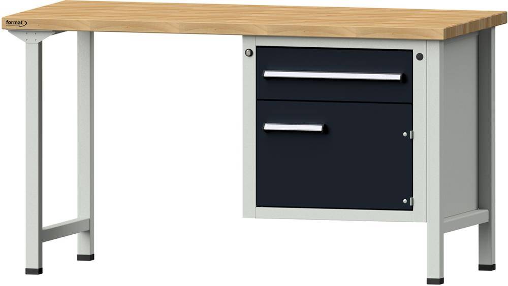 Format Kombi-Werkbank B1500xT700xH840mm RAL 7035/7016 BMP: 40 mm 1 Schublade, 1 Tür