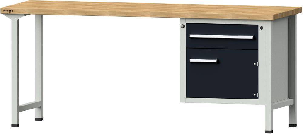 Format Kombi-Werkbank B2000xT700xH840mm RAL 7035/7016 BMP: 40 mm 1 Schublade, 1 Tür