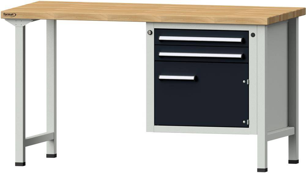 Format Kombi-Werkbank B1500xT700xH840mm RAL 7035/7016 BMP: 40 mm 2 Schubladen, 1 Tür