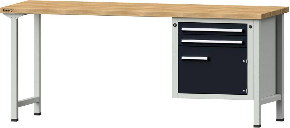 Format Kombi-Werkbank B2000xT700xH840mm RAL 7035/7016 BMP: 40 mm 2 Schubladen, 1 Tür
