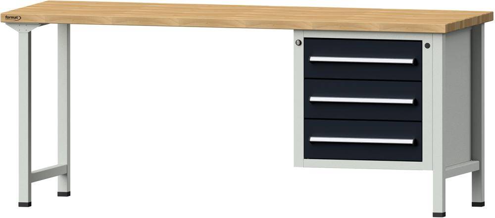 Format Kombi-Werkbank B2000xT700xH840mm RAL 7035/7016 BMP: 40 mm 3 Schubladen