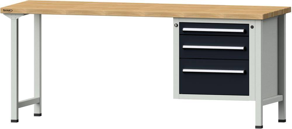 Format Kombi-Werkbank B2000xT700xH840mm RAL 7035/7016 BMP: 40 mm 3 Schubladen