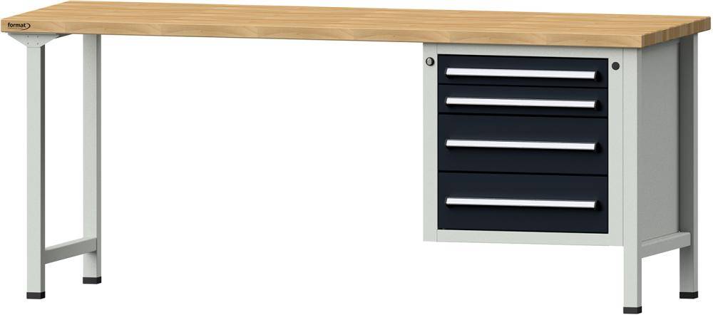 Format Kombi-Werkbank B2000xT700xH840mm RAL 7035/7016 BMP: 40 mm 4 Schubladen