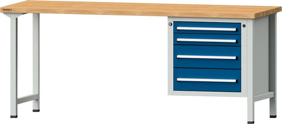 Format Kombi-Werkbank B2000xT700xH840mm RAL 7035/5010 BMP: 40 mm 4 Schubladen