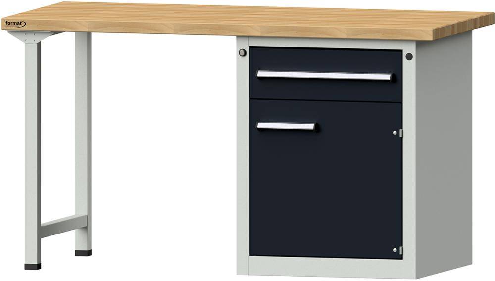 Format Kombi-Werkbank B1500xT700xH840mm RAL 7035/7016 BMP: 40 mm 1 Schublade, 1 Tür