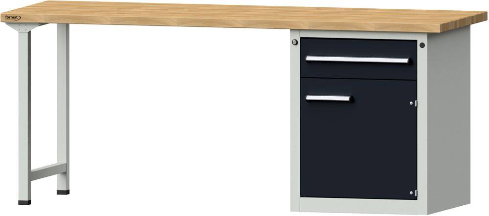 Format Kombi-Werkbank B2000xT700xH840mm RAL 7035/7016 BMP: 40 mm 1 Schublade, 1 Tür