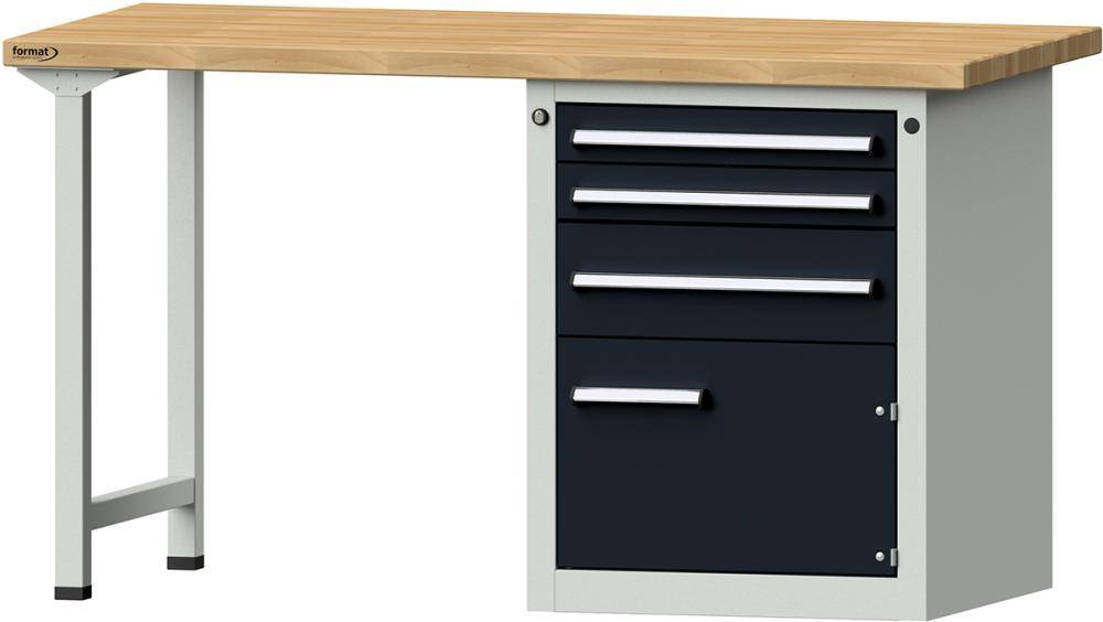 Format Kombi-Werkbank B1500xT700xH840mm RAL 7035/7016 BMP: 40 mm 3 Schubladen, 1 Tür