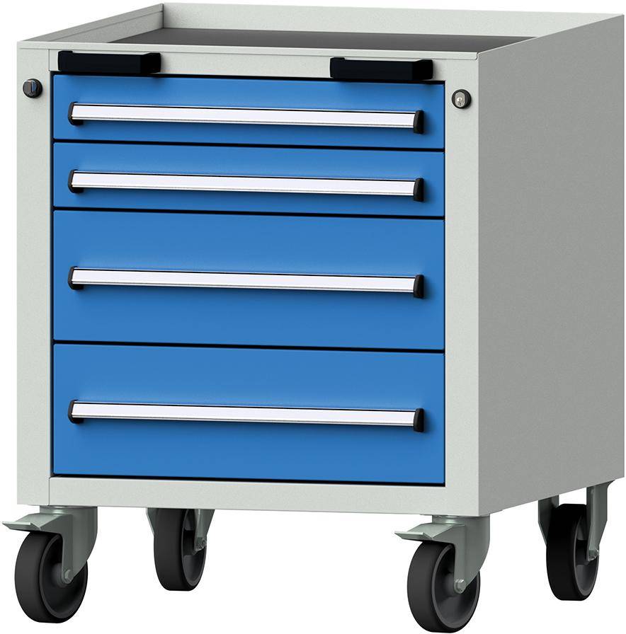 Format Rollcontainer B625xT640xH755mm RAL 7035/5012 4 Schubladen