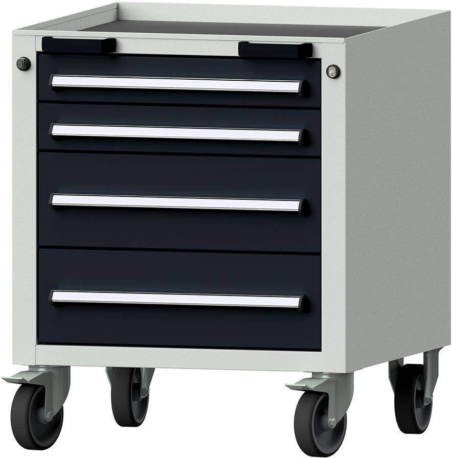 Format Rollcontainer B625xT640xH755mm RAL 7035/7016 4 Schubladen