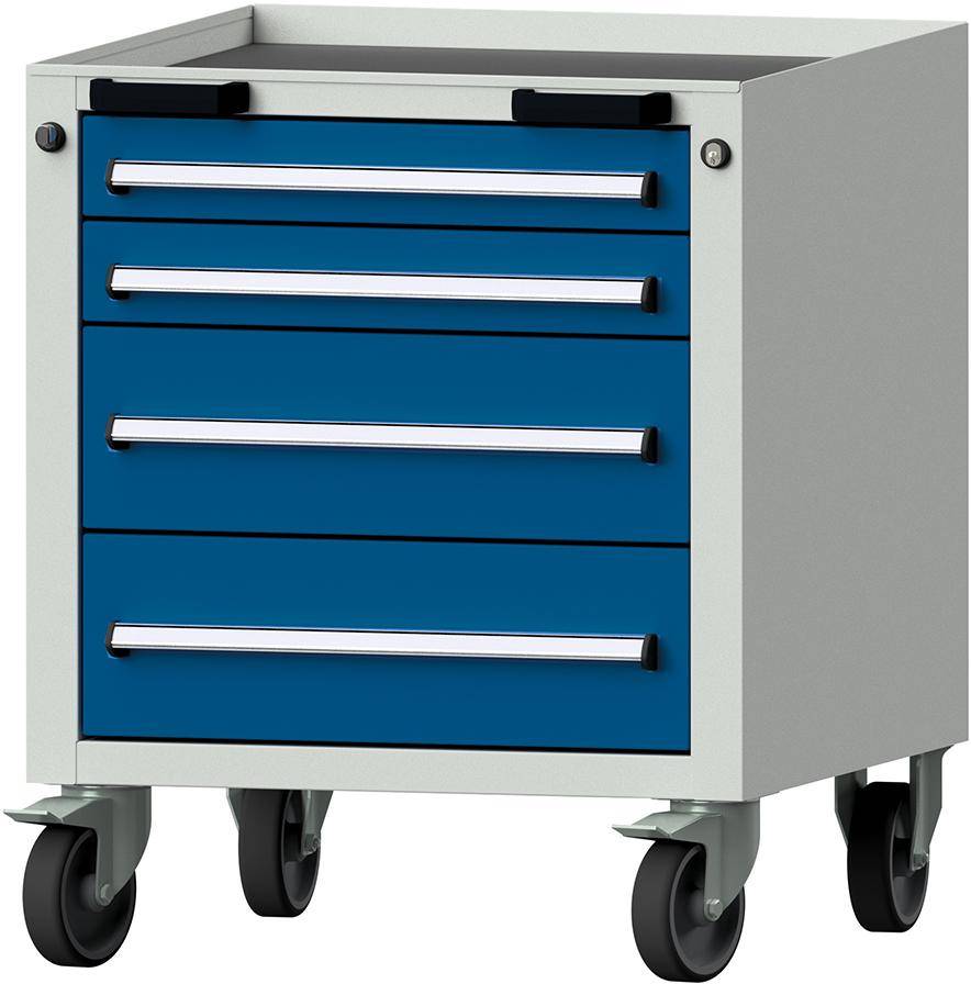 Format Rollcontainer B625xT640xH755mm RAL 7035/5010 4 Schubladen