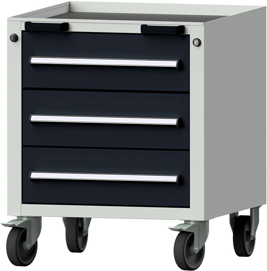 Format Rollcontainer B625xT640xH755mm RAL 7035/7016 3 Schubladen