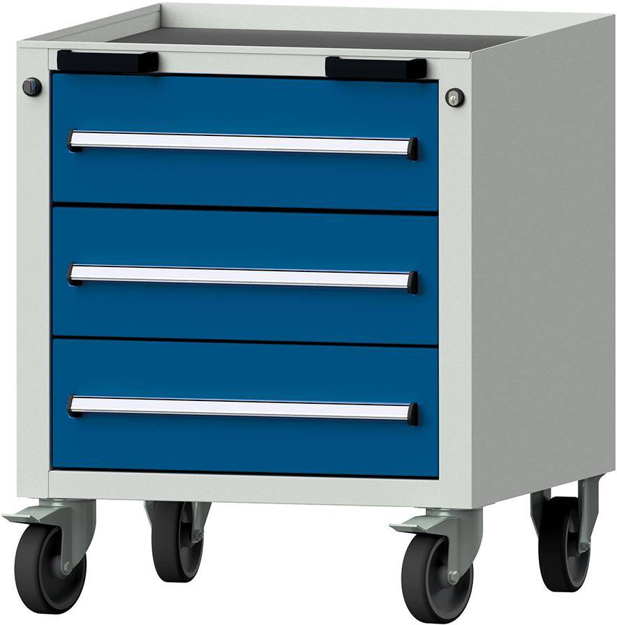 Format Rollcontainer B625xT640xH755mm RAL 7035/5010 3 Schubladen