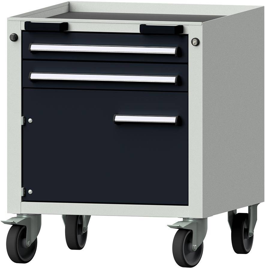 Format Rollcontainer B625xT640xH755mm RAL 7035/7016 2 Schubladen, 1 Tür