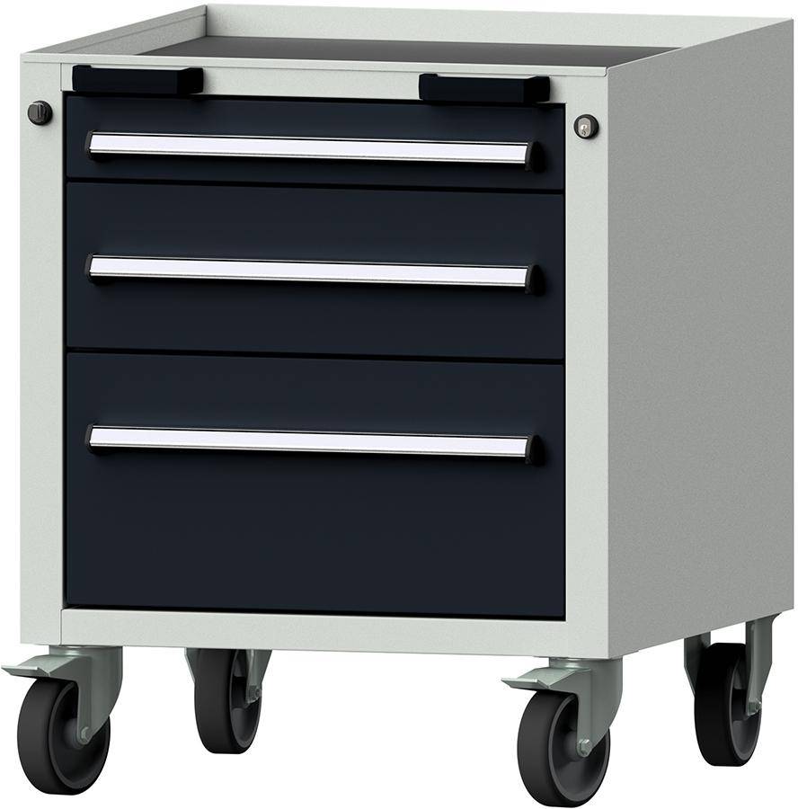 Format Rollcontainer B625xT640xH755mm RAL 7035/7016 3 Schubladen