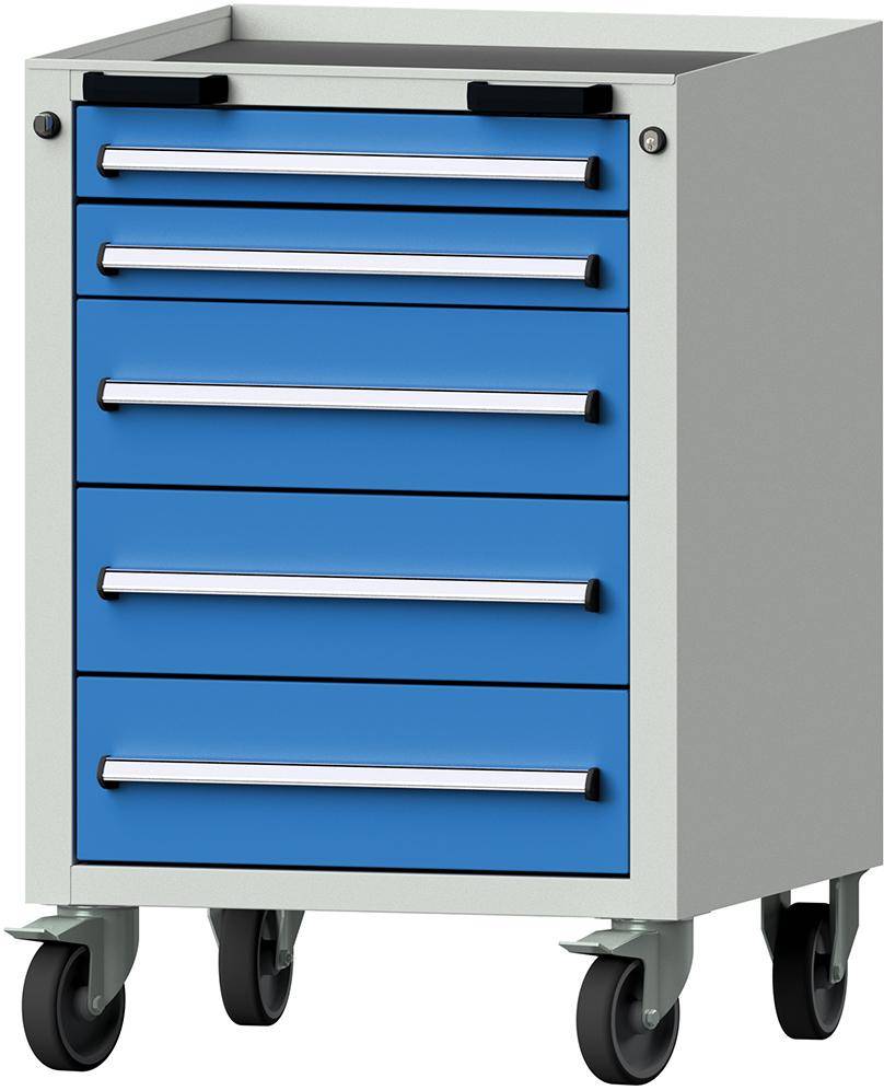 Format Rollcontainer B625xT640xH925mm RAL 7035/5012 5 Schubladen