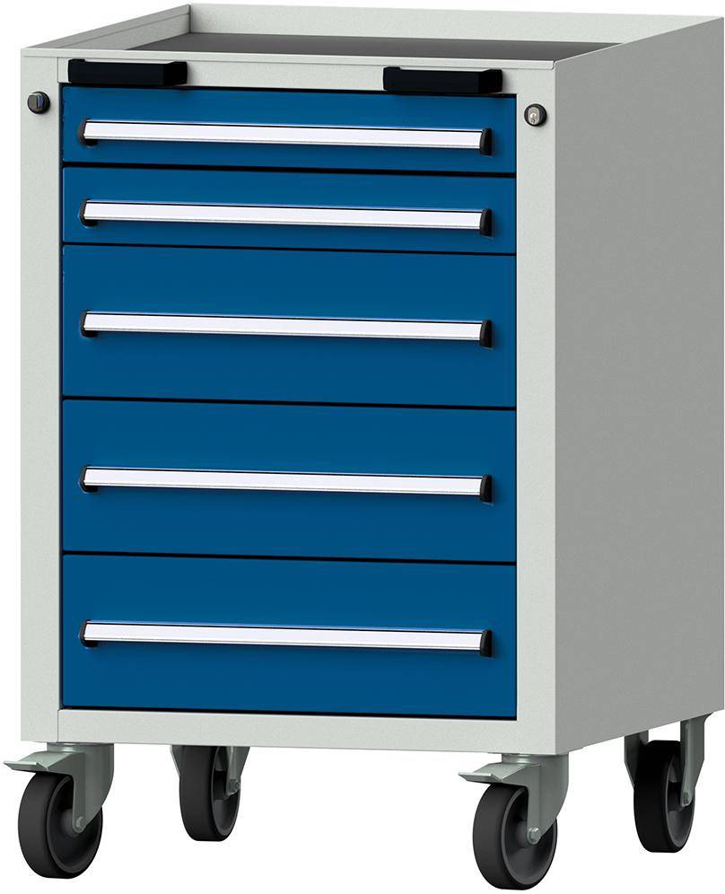 Format Rollcontainer B625xT640xH925mm RAL 7035/5010 5 Schubladen