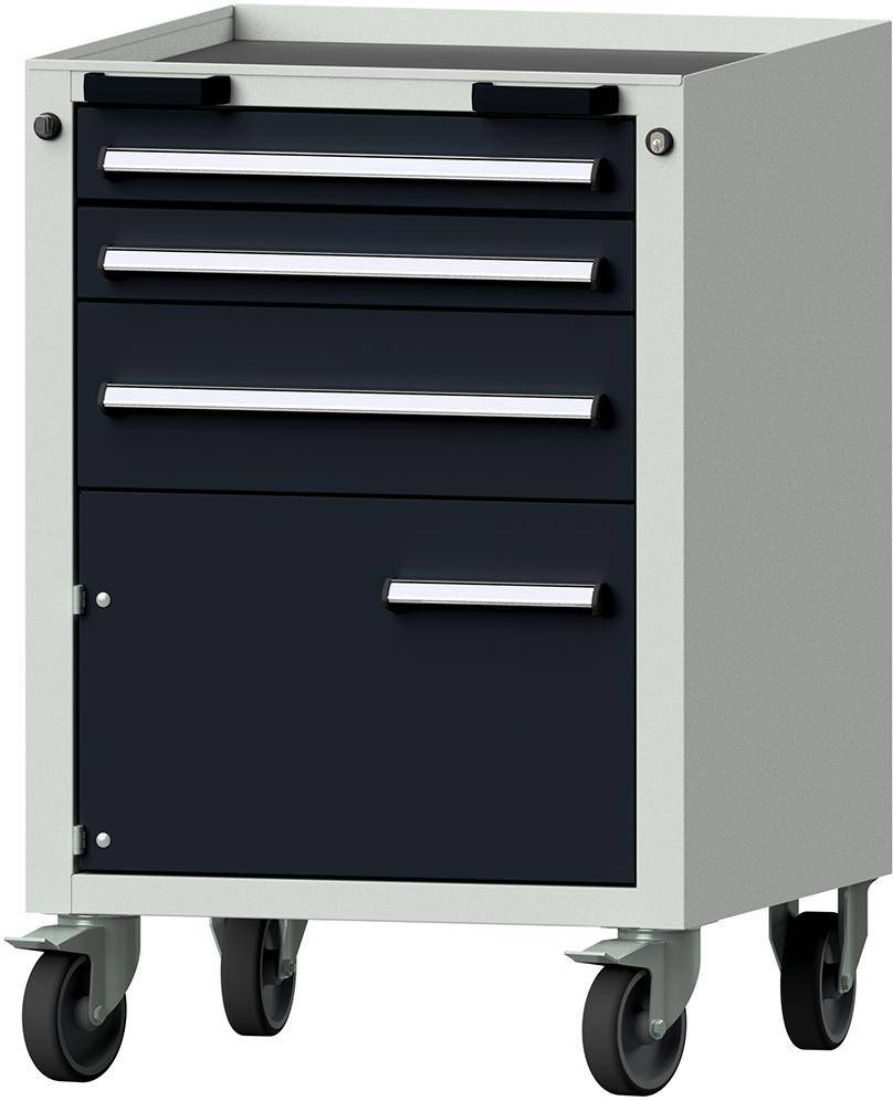 Format Rollcontainer B625xT640xH925mm RAL 7035/7016 3 Schubladen, 1 Tür