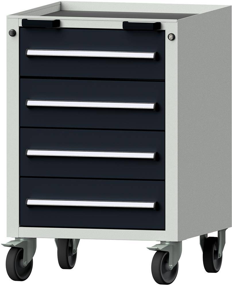 Format Rollcontainer B625xT640xH925mm RAL 7035/7016 4 Schubladen