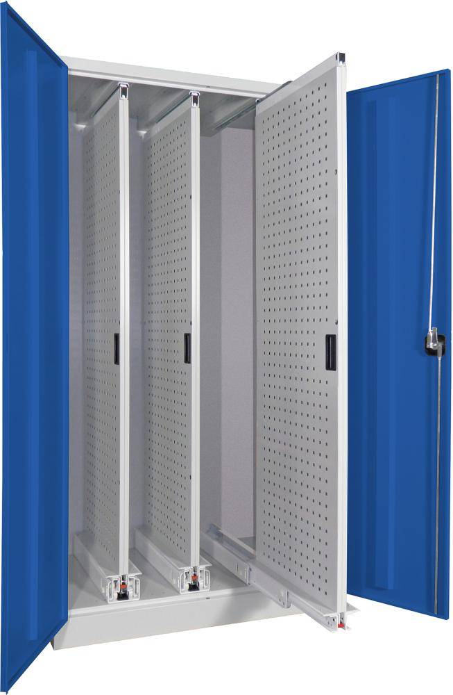 Vertikalauszugsschrank B1000xT600xH1950 mm 3 Wannen RAL 7035/5010 - Artikel: 7830947236