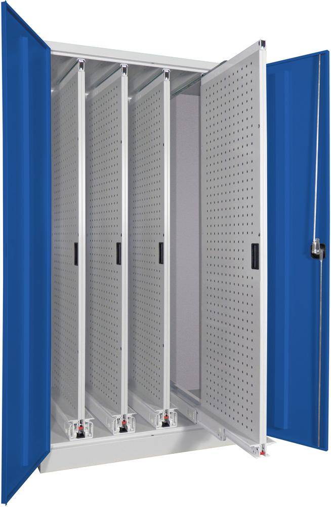 Vertikalauszugsschrank B1000xT600xH1950 mm 4 Wannen RAL 7035/5010 - Artikel: 7830947240