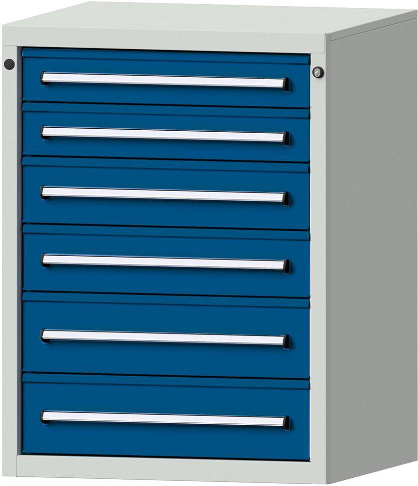 Format Schubladenschrank B760xT700xH1000mm RAL7035/5010 6 Schubladen 75kg
