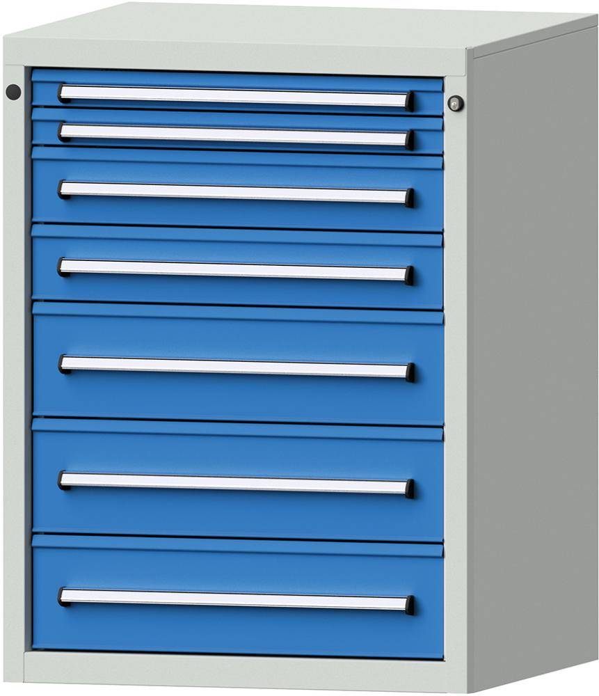 Format Schubladenschrank B760xT700xH1000mm RAL7035/5012 7 Schubladen 75kg