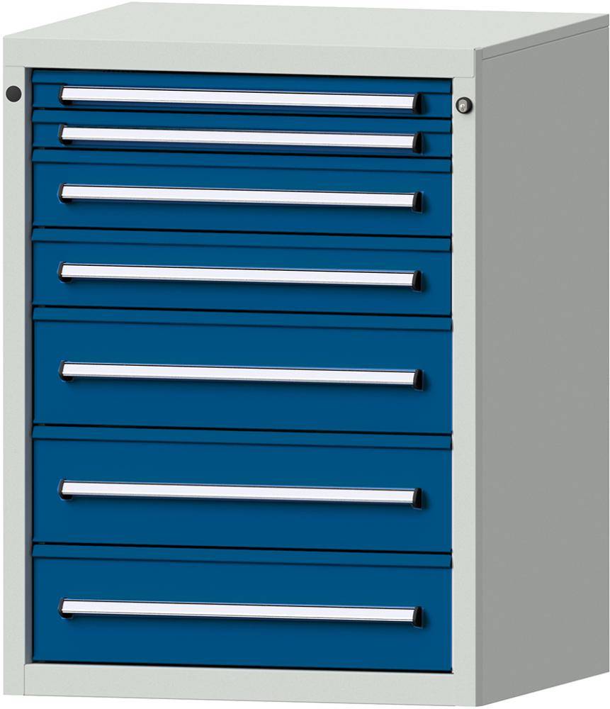 Format Schubladenschrank B760xT700xH1000mm RAL7035/5010 7 Schubladen 75kg