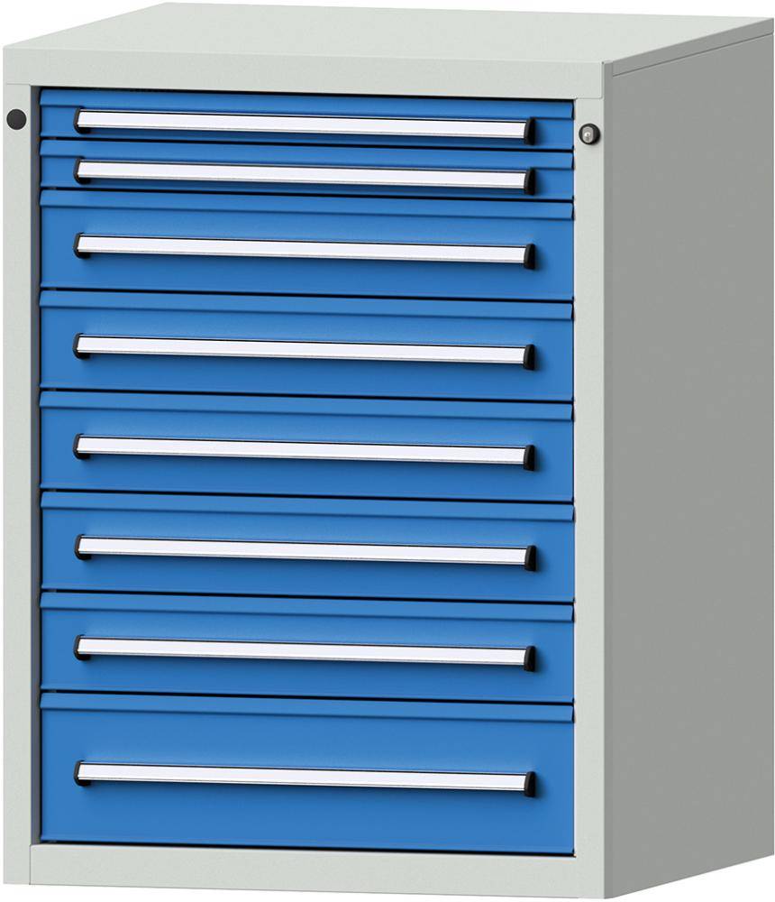 Format Schubladenschrank B760xT700xH1000mm RAL7035/5012 8 Schubladen 75kg