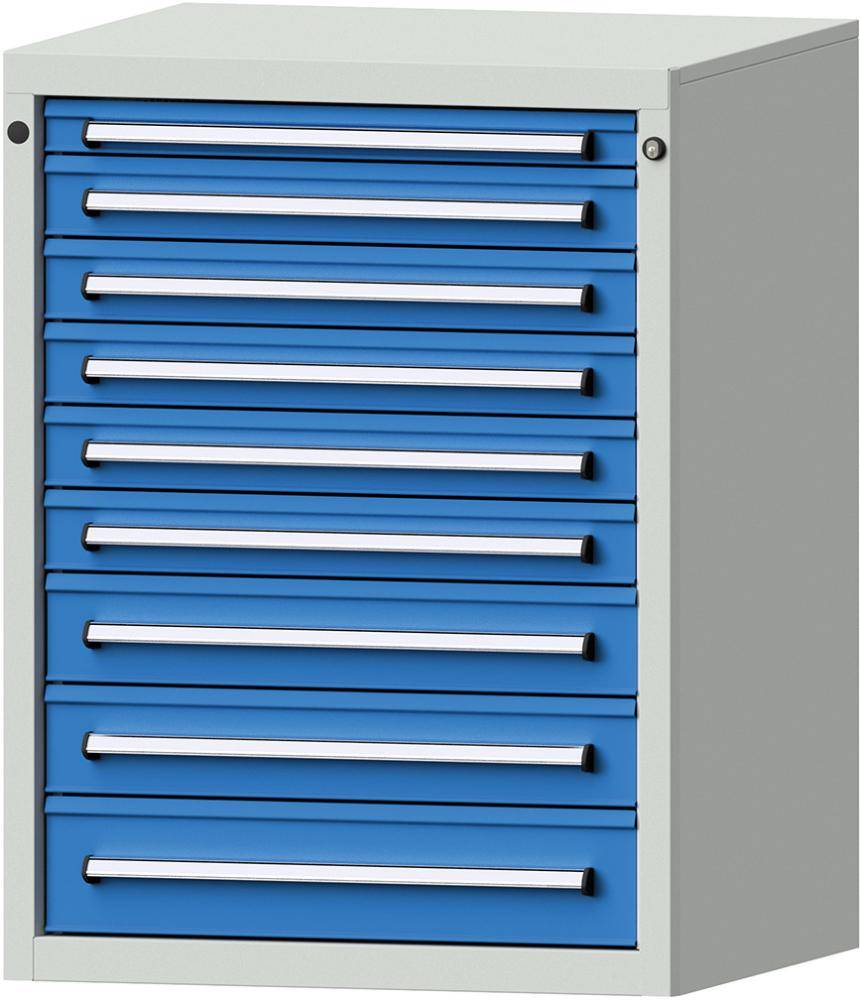 Format Schubladenschrank B760xT700xH1000mm RAL7035/5012 9 Schubladen 75kg