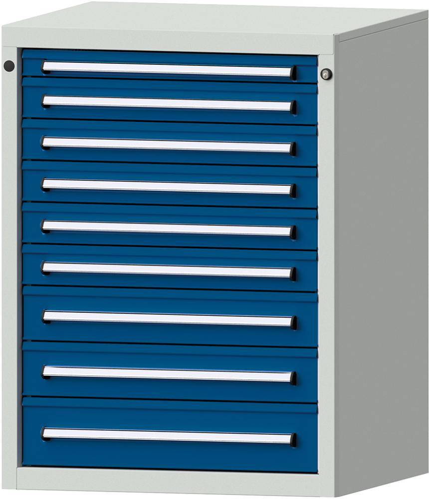 Format Schubladenschrank B760xT700xH1000mm RAL7035/5010 9 Schubladen 75kg