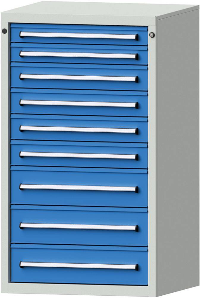 Format Schubladenschrank B760xT700xH1300mm RAL7035/5012 9 Schubladen 75kg