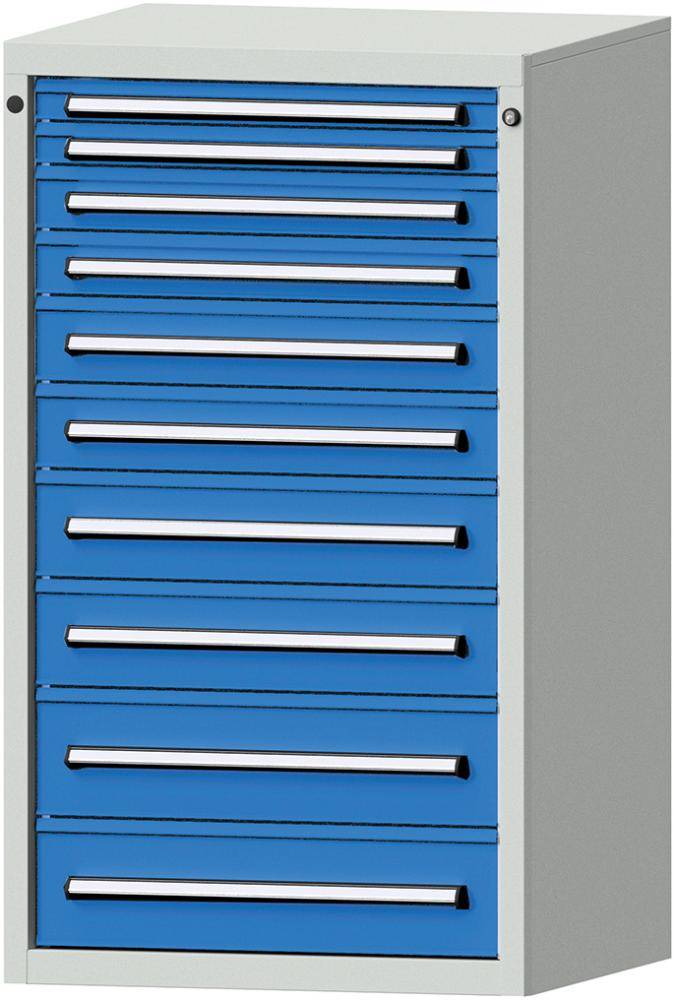 Format Schubladenschrank B760xT700xH1300mm RAL7035/5012 10 Schubladen 75kg