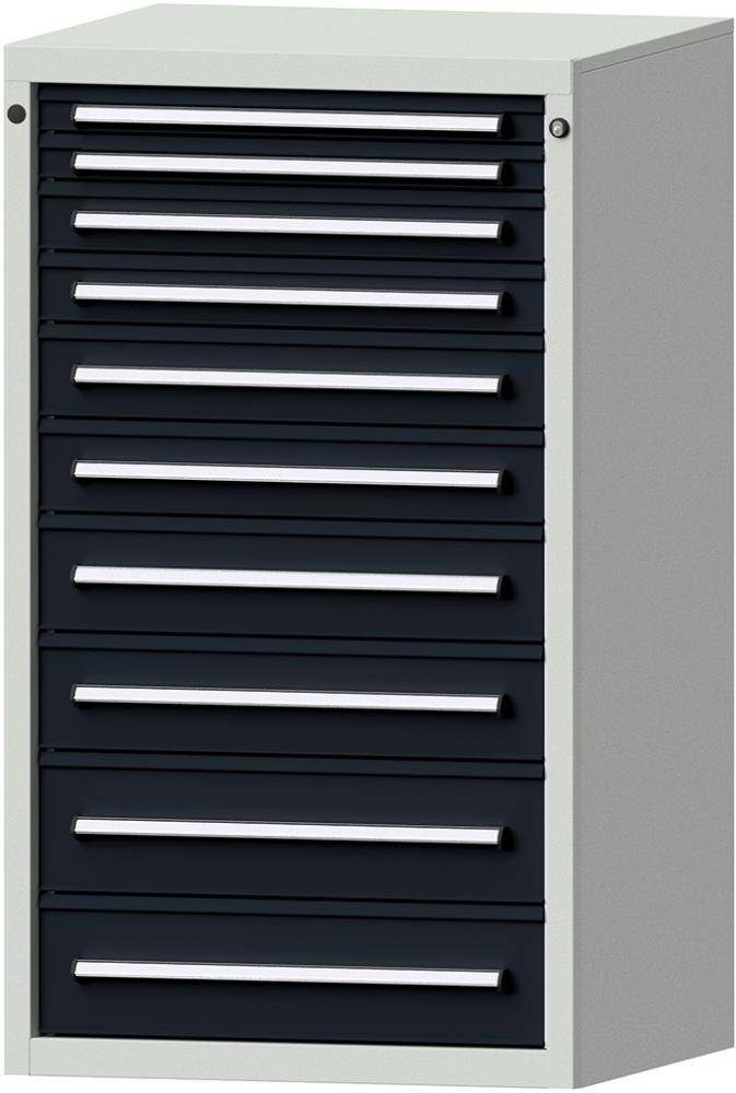 Format Schubladenschrank B760xT700xH1300mm RAL7035/7016 10 Schubladen 75kg
