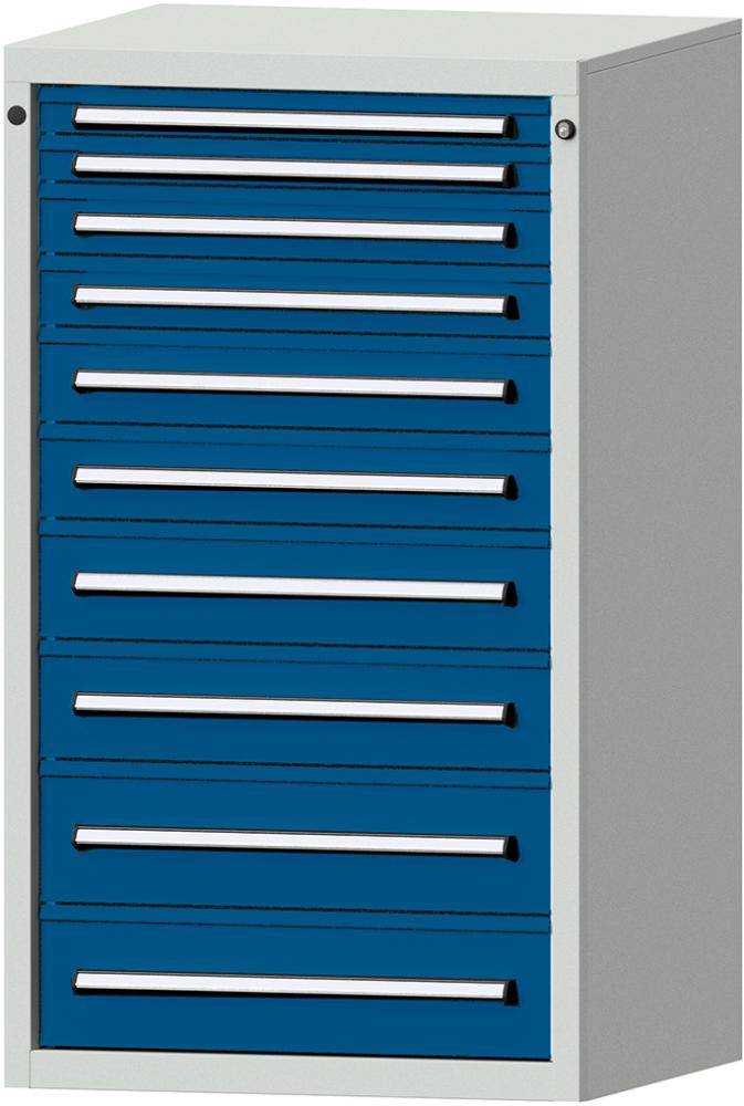 Format Schubladenschrank B760xT700xH1300mm RAL7035/5010 10 Schubladen 75kg