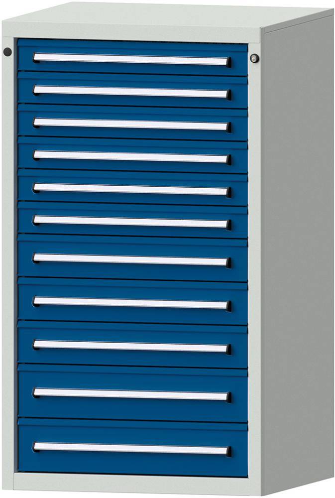 Format Schubladenschrank B760xT700xH1300mm RAL7035/5010 11 Schubladen 75kg